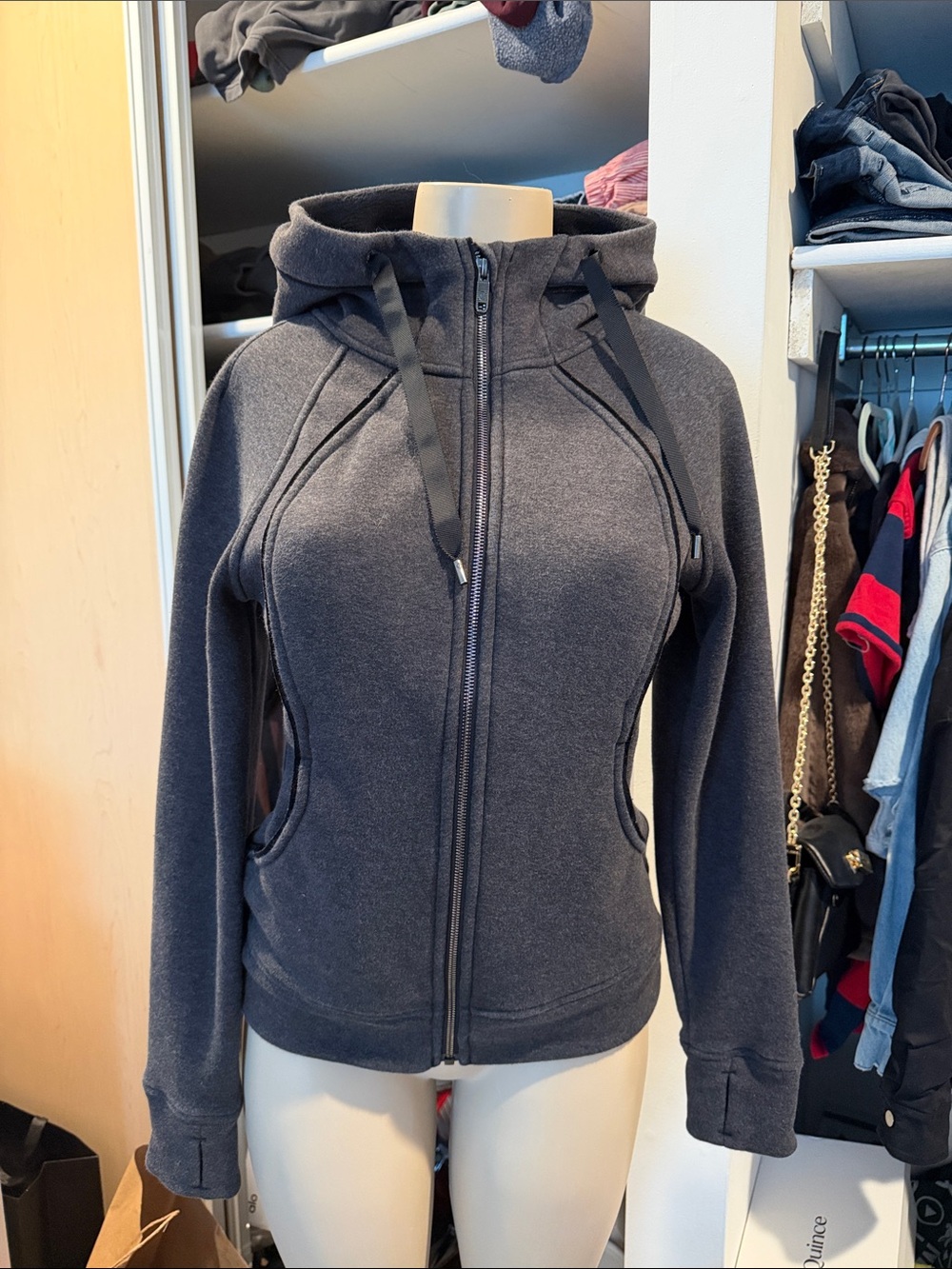 lululemon athletica black sweatshirt with pale pink care tag